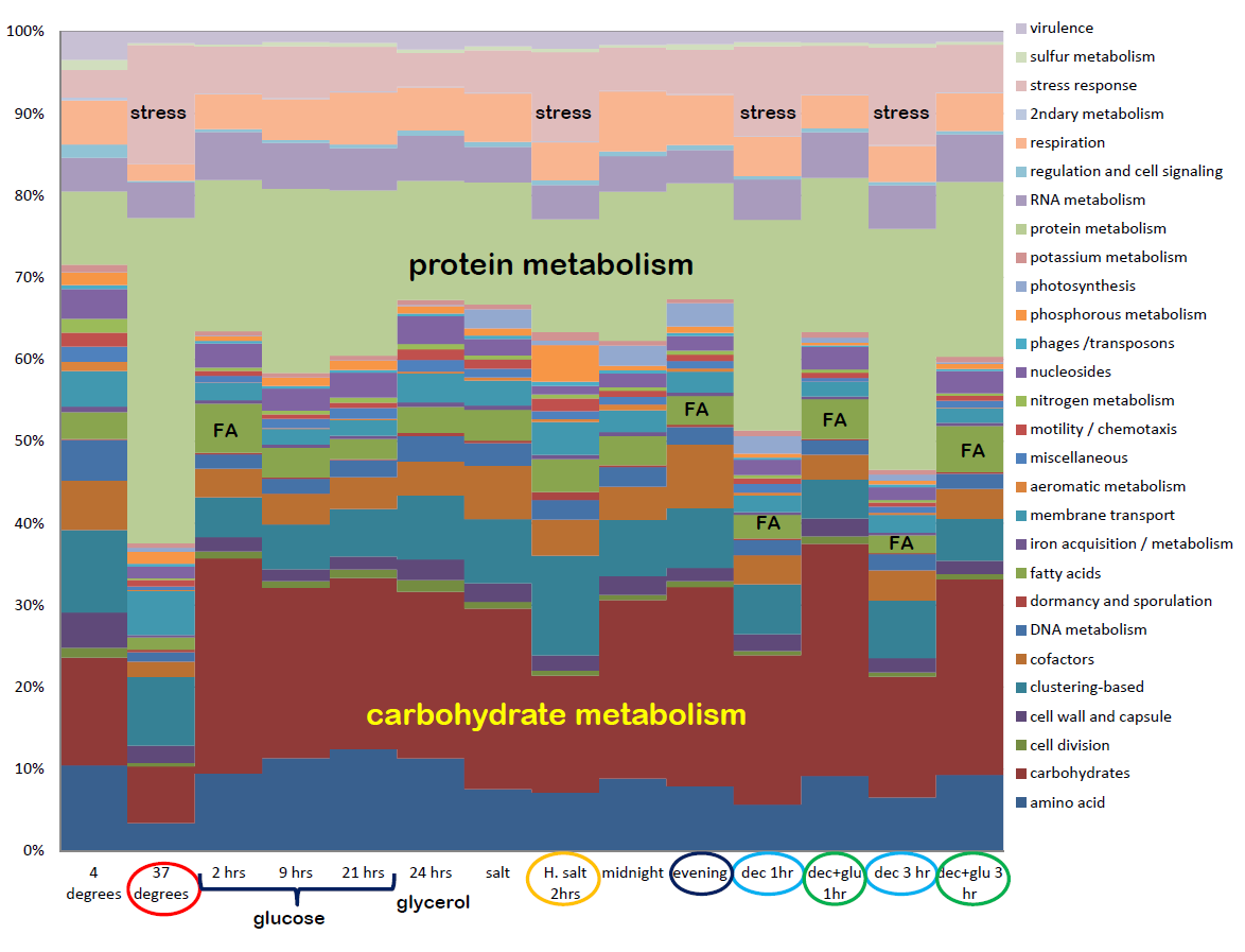 Functional rollups show significant differences in gene frequencies transcripome of an organism that has not been its genome assembled.